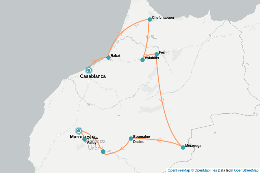 Itinerary Map image for Marokko Rundreise